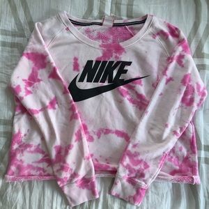 Pink tie dye Nike crew neck